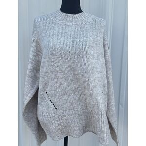 Aqua Curve Womens Plus Ribbed Knit Pullover Mock Turtleneck Sweater Beige 3X NWT